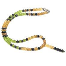 Black Tourmaline Natural, Citrine, and Peridot Gemstone Necklace