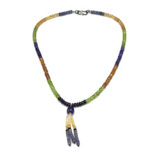 Garnet Natural, Spessartite, Tanzanite, Peridot, Citrine, and Amethyst Necklace