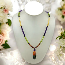 Carnelian Natural, Spessartite, Amethyst, Peridot, Citrine, and Green Tourmaline Necklace