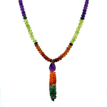 Carnelian Natural, Spessartite, Amethyst, Peridot, Citrine, and Green Tourmaline Necklace