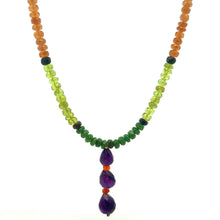Peridot Natural, Tsavorite, Amethyst, and Citrine Necklace