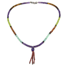 Spessartite Natural, Aquamarine, Amethyst, Peridot, and Garnet Necklace