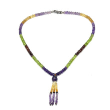 Amethyst Natural, Spessartite Garnet, Peridot, and Citrine Necklace