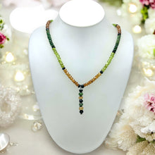 Peridot Natural, Tsavorite, Black Tourmaline, and Spessartite Garnet Necklace