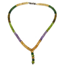 Citrine Natural, Amethyst, Peridot, Tsavorite, and Green Tourmaline Necklace