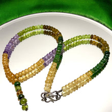Citrine Natural, Amethyst, Peridot, Tsavorite, and Green Tourmaline Necklace