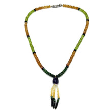 Citrine Natural, Peridot, Amethyst, Spessartite, Tsavorite, and Black Tourmaline Necklace