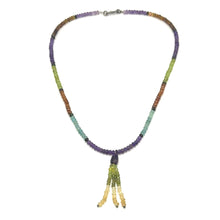 Aqua Natural, Spessartite, Citrine, Green Tourmaline, Peridot, Citrine, and Amethyst Necklace