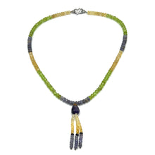 Citrine Natural, Tanzanite, Peridot, and Amethyst Necklace