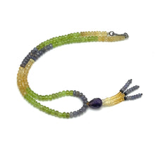 Citrine Natural, Tanzanite, Peridot, and Amethyst Necklace