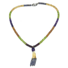 Spessartite Garnet Natural, Citrine, Tanzanite, Peridot, and Amethyst Necklace