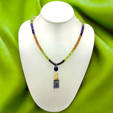 Spessartite Garnet Natural, Citrine, Tanzanite, Peridot, and Amethyst Necklace