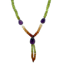 Natural Citrine,Spessartite Garnet,Peridot and Amethyst Necklace