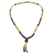 Citrine Natural, Aqua, Amethyst, Pink, and Black Tourmaline Necklace