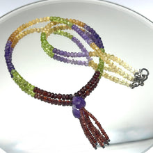 Citrine Natural, Garnet, Amethyst, Peridot, and Spessartite Necklace