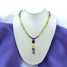 Tanzanite Natural, Citrine, Peridot, Black Tourmaline, and Amethyst Necklace