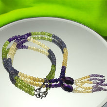 Peridot Natural, Tanzanite, Citrine, and Amethyst Gemstone Necklace