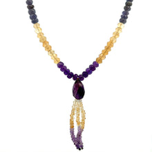 Peridot Natural, Tanzanite, Citrine, and Amethyst Gemstone Necklace