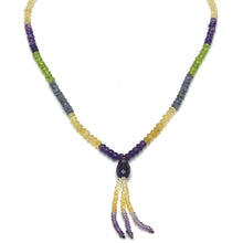 Peridot Natural, Tanzanite, Citrine, and Amethyst Gemstone Necklace