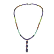 Spessartite Garnet Natural, Aquamarine, Amethyst, and Peridot Necklace
