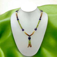 Natural Citrine,Spessartite Garnet,Peridot and Amethyst Necklace