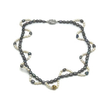 Pearl Elegant Dark Grey and White Twisted Necklace