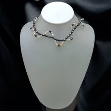 Pearl Elegant Dark Grey and White Twisted Necklace