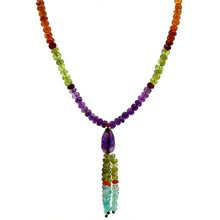 Aqua Natural, Peridot, Spessartite, Amethyst, and Carnelian Necklace