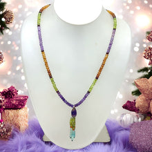 Aqua Natural, Peridot, Spessartite, Amethyst, and Carnelian Necklace
