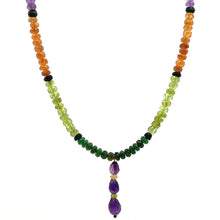 Spessartite Natural, Blue Tourmaline, Peridot, Amethyst, and Tsavorite Necklace