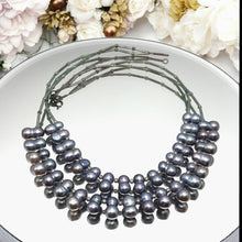 Pearl Two-Layered Dark Grey Unique Necklace