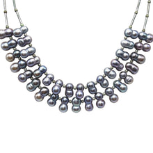 Pearl Two-Layered Dark Grey Unique Necklace