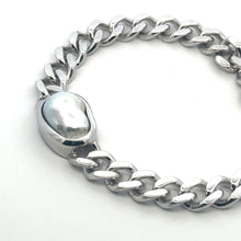 Bracelet South Sea Pearl 15 Carat Sterling Silver Cuban Link Unisex Unique Jewelry