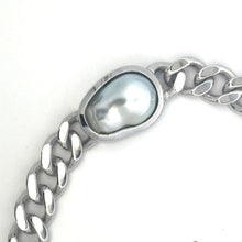 Bracelet South Sea Pearl 15 Carat Sterling Silver Cuban Link Unisex Unique Jewelry