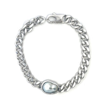 Bracelet South Sea Pearl 15 Carat Sterling Silver Cuban Link Unisex Unique Jewelry