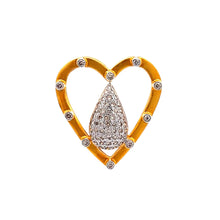 18K Gold Pendant Earring Set with Diamonds Natural Two Tone Heart Design Valentine Jewelry - JEWELNJOY
