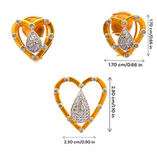 18K Gold Pendant Earring Set with Diamonds Natural Two Tone Heart Design Valentine Jewelry - JEWELNJOY