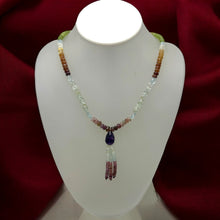 Pink Tourmaline Natural, Spessartite, Citrine, Peridot, Aqua, and Amethyst Necklace