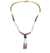 Pink Tourmaline Natural, Spessartite, Citrine, Peridot, Aqua, and Amethyst Necklace