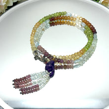 Pink Tourmaline Natural, Spessartite, Citrine, Peridot, Aqua, and Amethyst Necklace