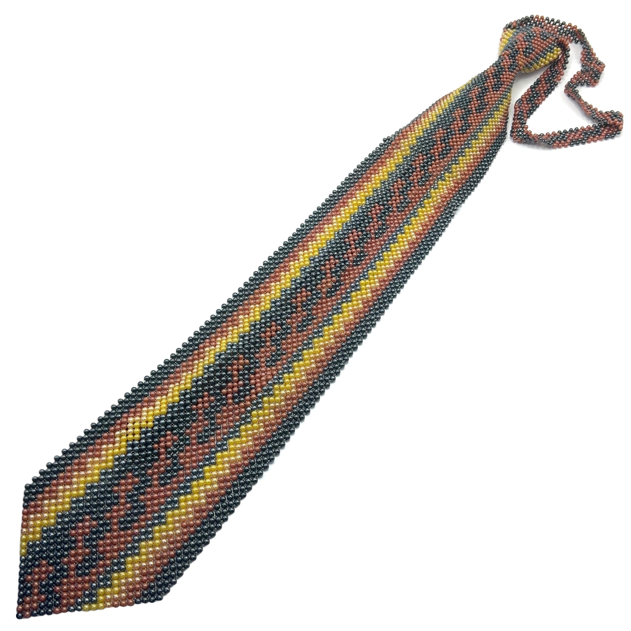 Handcrafted Vertical Stripes Pattern Pearl Tie Modern and Stylish