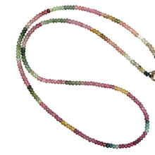 Natural Multi Tourmaline Rondelle Facet Cut Beads Gemstone Necklace