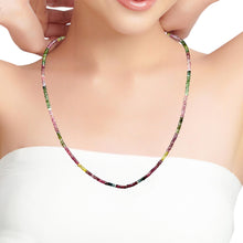 Natural Multi Tourmaline Rondelle Facet Cut Beads Gemstone Necklace