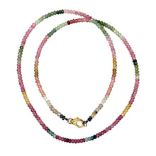 Natural Multi Tourmaline Rondelle Facet Cut Beads Gemstone Necklace
