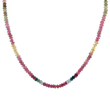 Natural Multi Tourmaline Rondelle Facet Cut Beads Gemstone Necklace