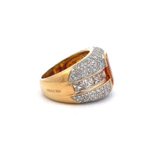 18K Gold Luxury Ring With Natural Diamond & Orange Yellow with White Sapphire Gemstone - JEWELNJOY