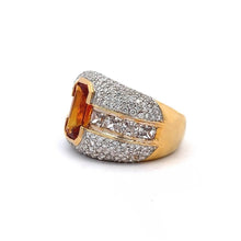 18K Gold Luxury Ring With Natural Diamond & Orange Yellow with White Sapphire Gemstone - JEWELNJOY