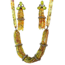 18K Gold Necklace Earring Set with Natural Diamond, Yellow Sapphire & Peridot Jewellery - JEWELNJOY