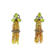 18K Gold Necklace Earring Set with Natural Diamond, Yellow Sapphire & Peridot Jewellery - JEWELNJOY