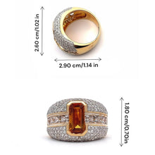 18K Gold Luxury Ring With Natural Diamond & Orange Yellow with White Sapphire Gemstone - JEWELNJOY